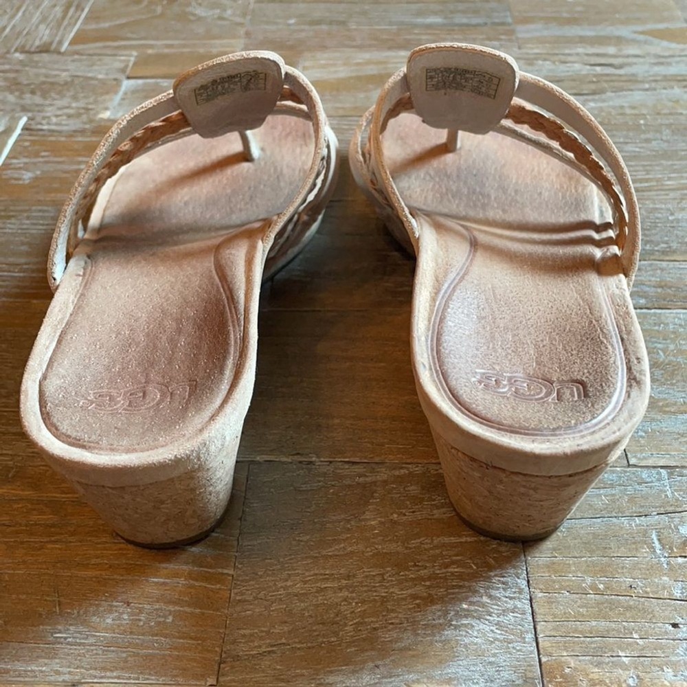 UGG Maddie Taupe Braided Wedge Heel Sandals Size 7 - Picture 6 of 16